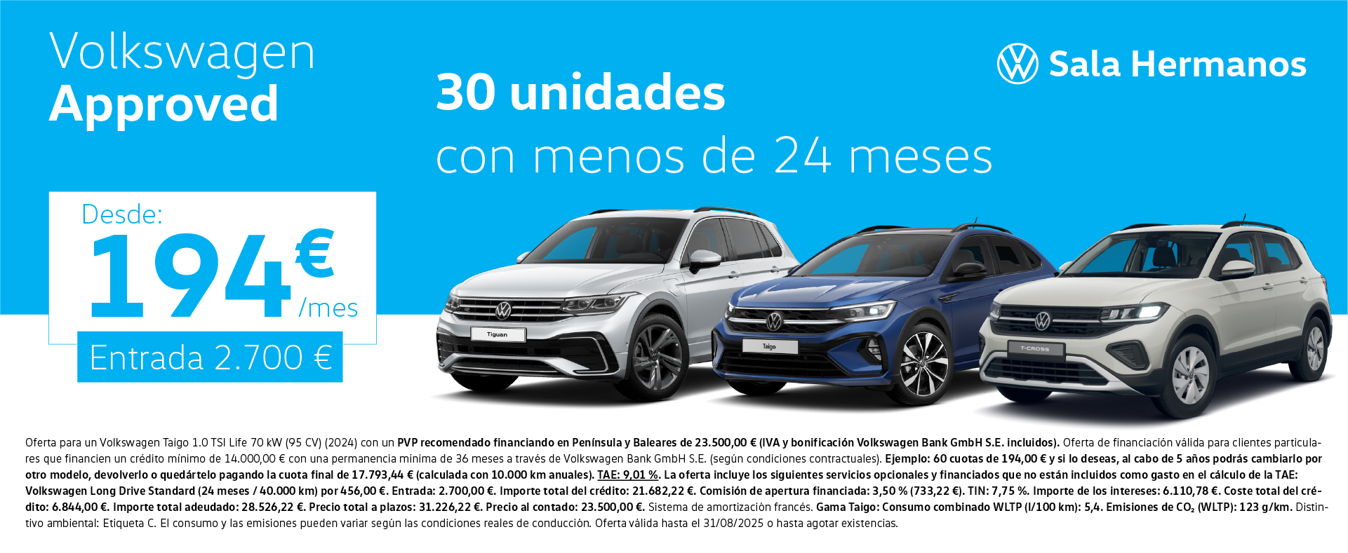 ¡Ocasión! Tu SUV Volkswagen Approved desde 194€/mes*